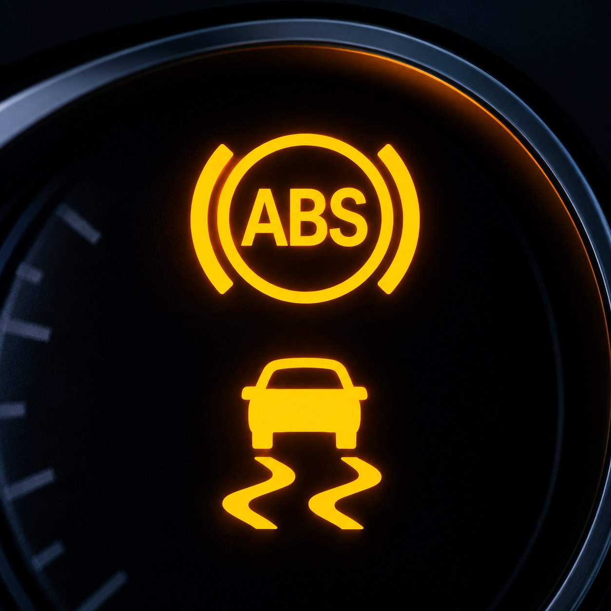 ABS and traction control dashboard warning lights